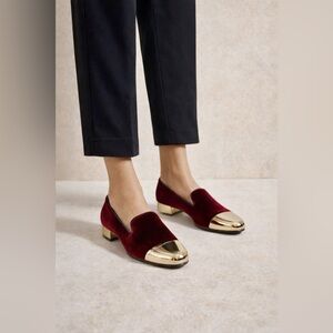 DSQUARED2 Burgundy Velvet Metallic-Toe Loafers | Size 37 (US 6.5)